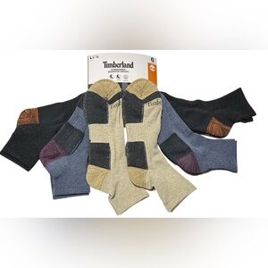 Timberland 6-Pair Men's Cushioned Quarter Socks Assorted Khaki/Blue/Charcoal